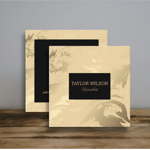 Elegant marble black and gold square business card