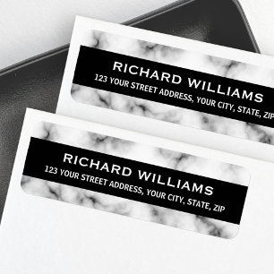 Elegant marble black and white return address