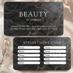 Elegant Marble Black-Gold Salon Appointment Card