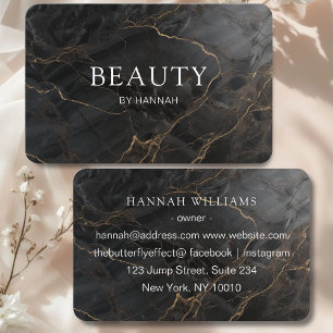 Elegant Marble Black-Gold Salon Business Card