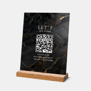 Elegant Marble-Black-Gold Salon Social Media  Acrylic Sign