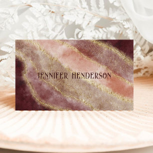 Elegant Marble Burgundy Pink Rose Gold Typography Business Card
