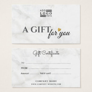 Elegant Marble Business Logo Gift Certificate 