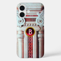 ELEGANT MARBLE COLUMN,PINK RED GEM STONE MONOGRAM