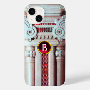 ELEGANT MARBLE COLUMN,PINK RED GEM STONE MONOGRAM Case-Mate iPhone 14 CASE