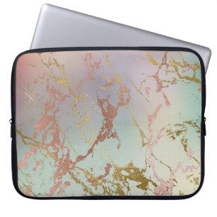 Elegant Marble   Copper Sage Mint Green Rose Gold Laptop Sleeve