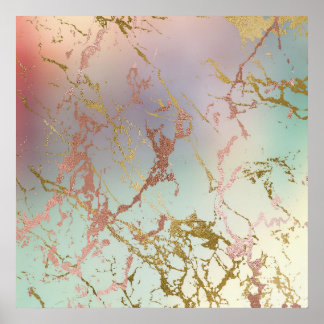 Elegant Marble | Copper Sage Mint Green Rose Gold Poster
