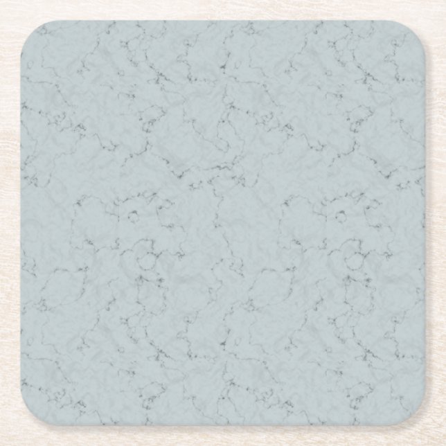 Elegant Marble Design Dusty Blue Grey Party Square Paper Coaster (Front)