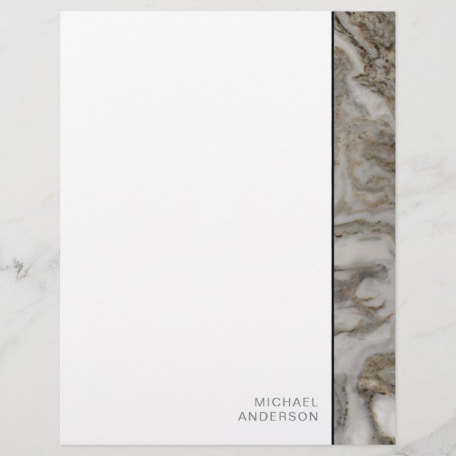 Elegant Marble Edge Stationery with Your Name (Front)