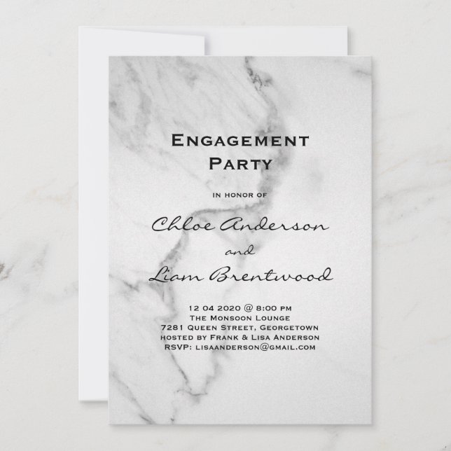 Elegant Marble Engagement Party Invitation (Front)