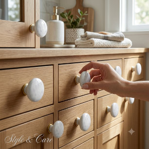 Elegant Marble Finish Ceramic Knob for Home Decor