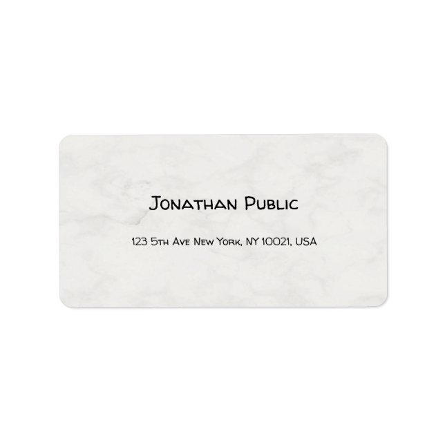 Elegant Marble Freehand Script Modern Professional Label (Front)