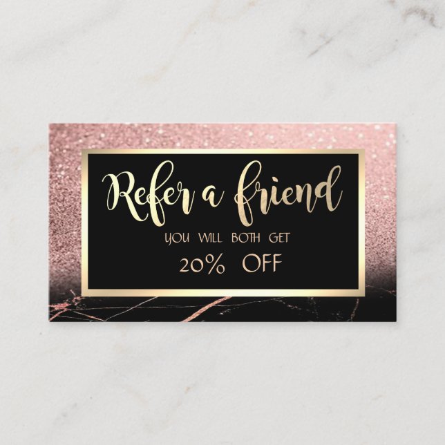 Elegant Marble , Glitter,Frame  Referral Card (Front)
