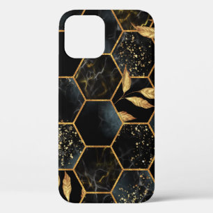 Elegant Marble & Gold: Abstract Hexagon Texture iPhone 12 Case