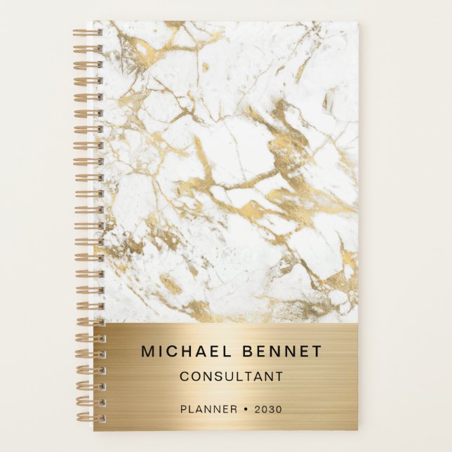 Elegant Marble Gold Consultant Business  Planner (Front)