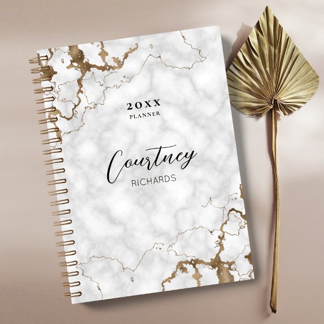 Elegant Marble & Gold Logo Initials Business 2023 Planner (Creator Uploaded)