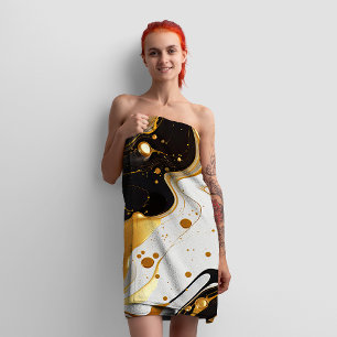 Elegant marble gold luxury glam feminine  bath towel set