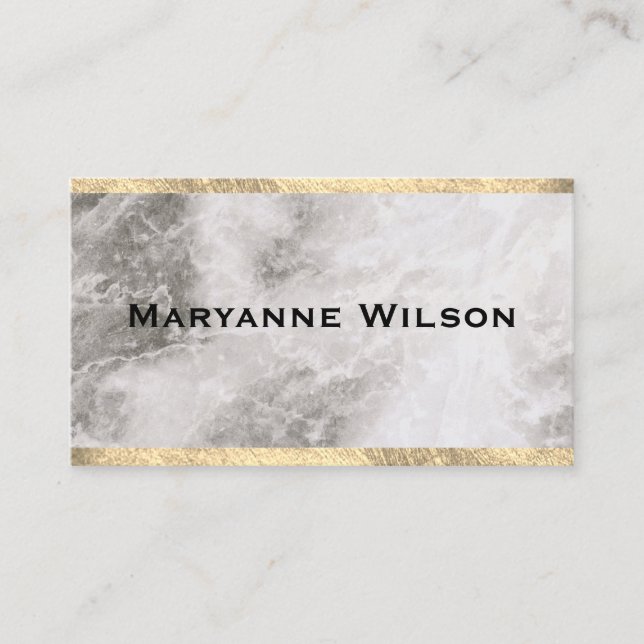 Elegant Marble Gold Trim Business Card (Front)