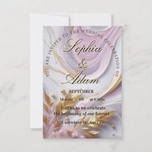 Elegant Marble & Gold Wedding Invitation