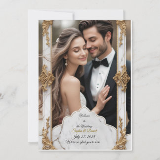 Elegant Marble & Gold Wedding Invitation