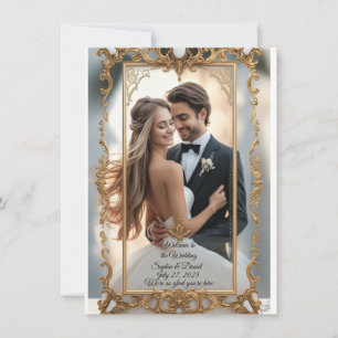 Elegant Marble & Gold Wedding Invitation