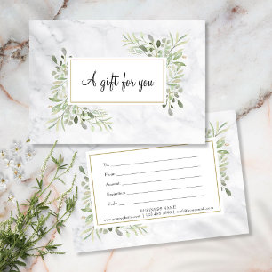 Elegant Marble Greenery Floral Gift Certificate