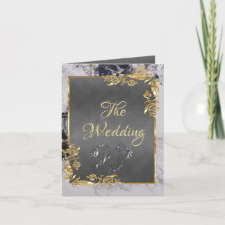 Elegant Marble, Grey with Gold Leaves Frame  Announcement
