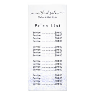 Elegant Marble Hair Salon Price Rack Card