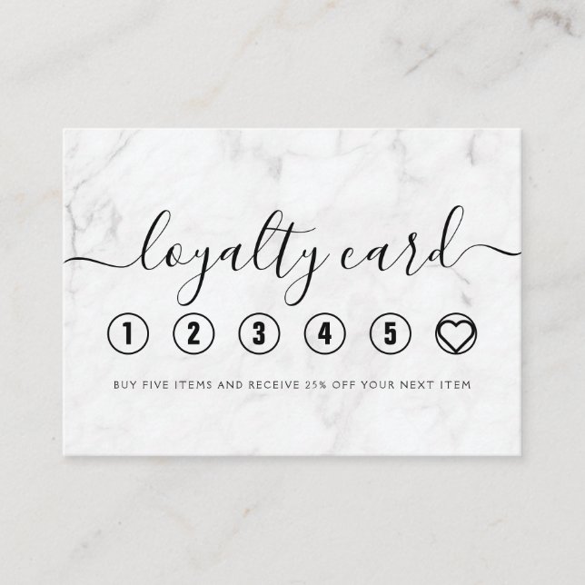 Elegant Marble Hand Lettering Circles Loyalty Card (Front)