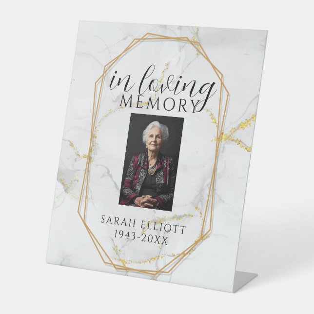 Elegant Marble In Loving Memory Template | Persona Pedestal Sign (Front)