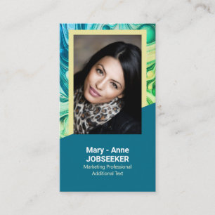 Elegant Marble Job Seeker Classy Teal Green Yellow Business Card