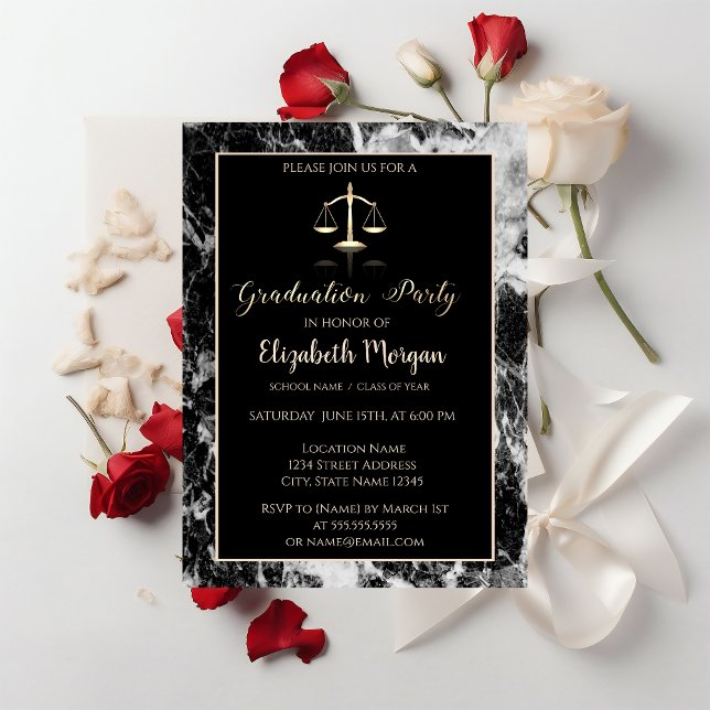 Elegant Marble Law School Graduation Party Invitation (Creator Uploaded)