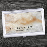 Elegant marble look personalized name business card holder<br><div class="desc">Elegant business card holder featuring your name and title on a printed marble look background</div>