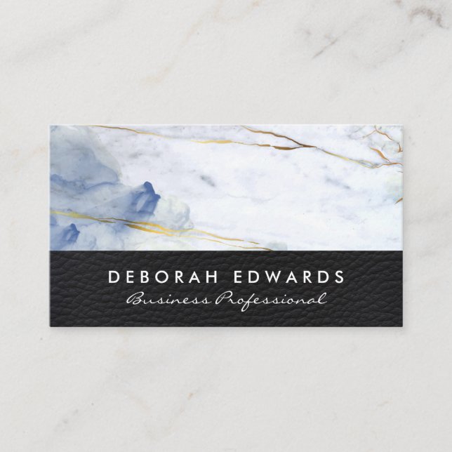 Elegant Marble Lux Leather Business Card (Front)