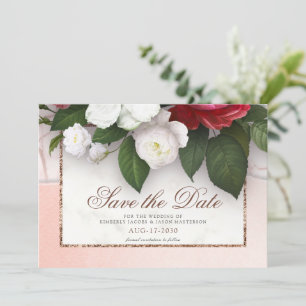 Elegant Marble Luxury Gold Floral Wedding Save The Date