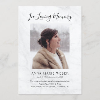 Elegant Marble Memorial Invitation with Photo