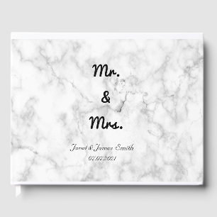 Elegant Marble Mr & Mrs Script Wedding Guest Book