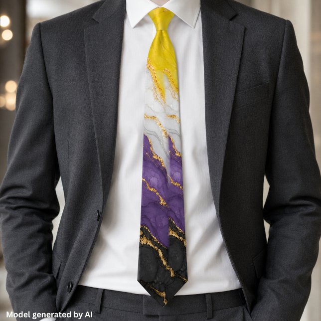 Elegant Marble Nonbinary Pride Colours Tie (Creator Uploaded)
