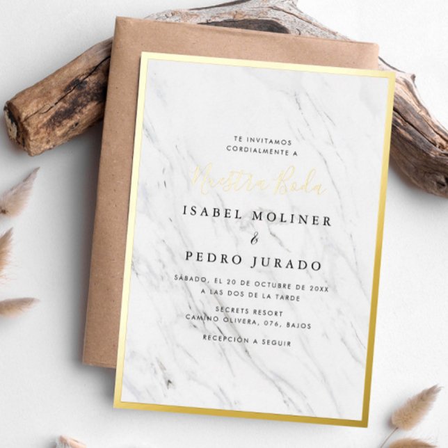 Elegant Marble Nuestra Boda Spanish Wedding (Creator Uploaded)