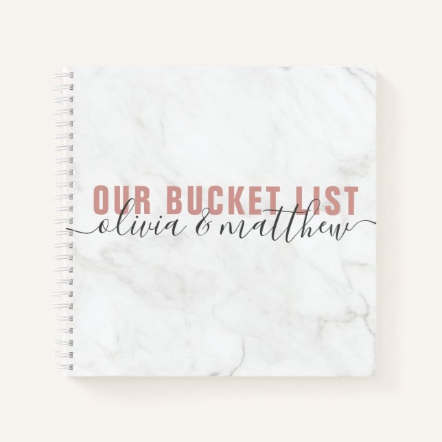 Elegant Marble Our Bucket List Couple Keepsake Notebook (Front)