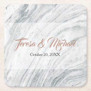 Elegant, Marble, Personalised Square Paper Coaster