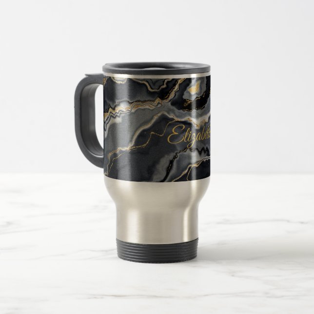 Elegant Marble Personalised Travel Mug | Stainless (Front Left)