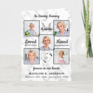  Elegant Marble Photo Collage Memorial Funeral Programme
