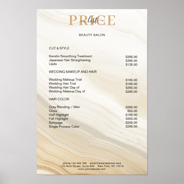 Elegant Marble Price List Poster (Front)