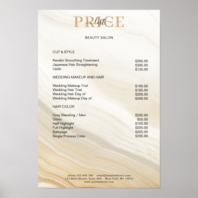 Elegant Marble Price List Poster (Front)