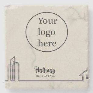 Elegant Marble Real Estate Business Promotional Stone Coaster