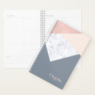 elegant marble rose gold grey beige geometric planner