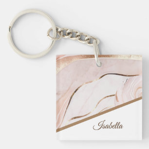 Elegant Marble Rose Gold Key Ring