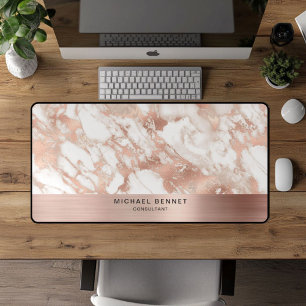Elegant Marble Rose Gold Metallic Business Desk Mat