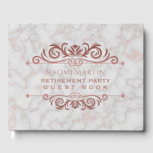 Elegant Marble Rose Gold Retirement Party Guest Book